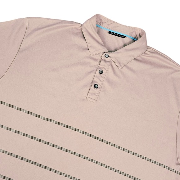 Devereux Striped Golf Polo Shirt Mens Large Pink Pima Cotton Blend Casual Preppy - Picture 1 of 7